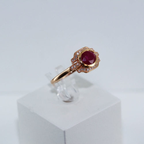 Bague Bague fine Or rose Diamants Rubis 58 Facettes