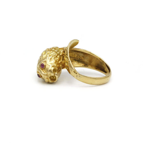 Bague 51 Bague Lion  Or et Rubis 58 Facettes 230325R
