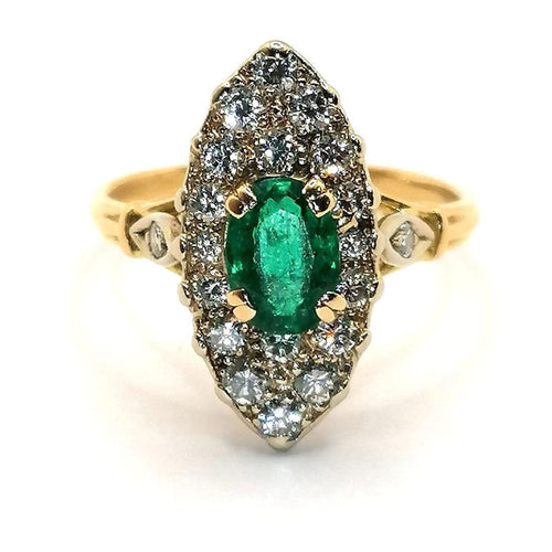 Bague Bague Marquise émeraude et diamants 58 Facettes 2061