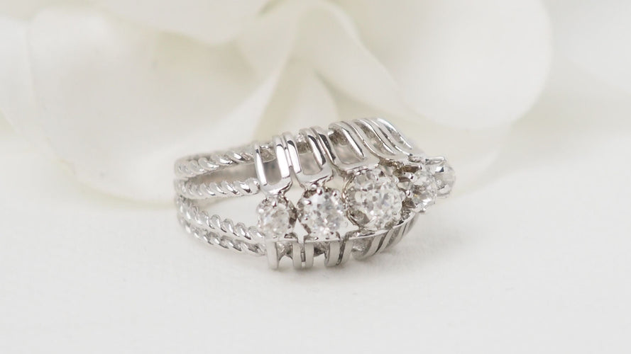 Bague 53 Bague Art Déco Or blanc Platine et Diamants 58 Facettes 32462