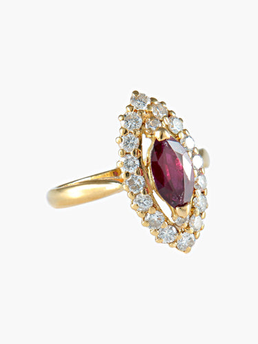 Bague Bague ancienne navette rubis or jaune 58 Facettes LP5-41