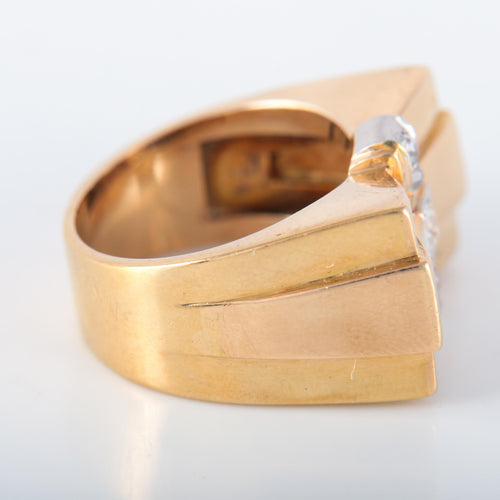 Bague 54 Bague Tank Or Jaune Diamants modèle Noeud 58 Facettes 487