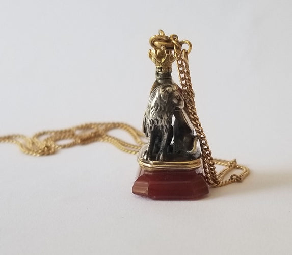 Pendentif Collection - chaine et pendentif sceau, or argent et rubis 58 Facettes