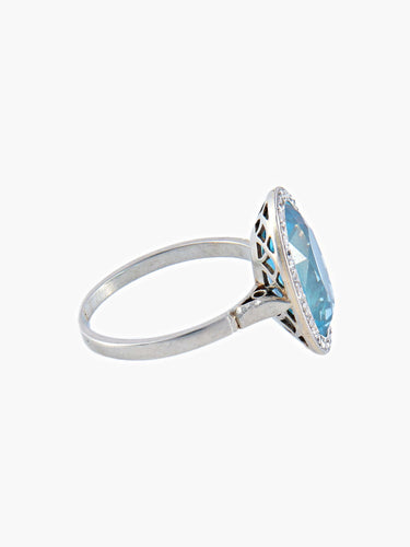 Bague 51.5 Bague Art Déco Or blanc Saphir de synthèse Diamants 58 Facettes