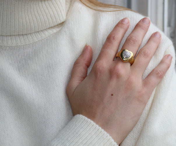Bague Bague Coeur or et brillants 58 Facettes 372