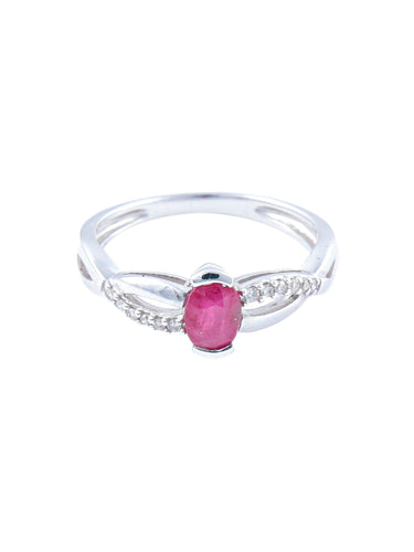 Bague 52 BAGUE OR BLANC RUBIS ET DIAMANTS 58 Facettes
