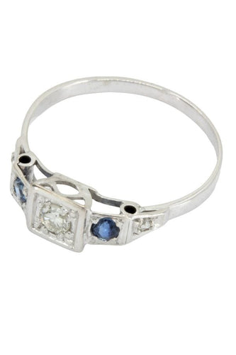 Bague BAGUE ART-DÉCO SAPHIRS ET DIAMANTS 58 Facettes 042051