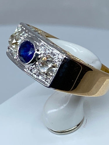 Bague 53 Bague Art Déco Saphir et Diamants 58 Facettes