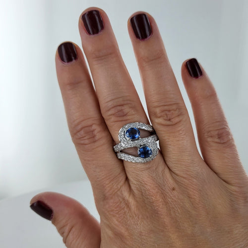 Bague 58 Bague Toi & Moi saphirs et diamants 58 Facettes
