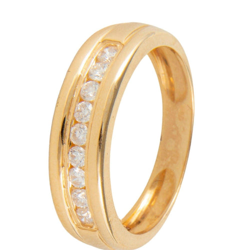 Bague 53 Demi-Alliance or jaune et diamants 58 Facettes