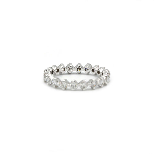 Bague 56 Alliance en or blanc & diamants 58 Facettes 210046SP