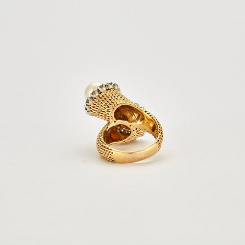 Bague 54 Bague Toi et Moi Perles Diamants 58 Facettes