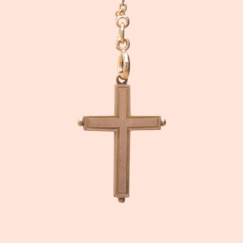 Pendentif Croix formant reliquaire en or rose 18K (750°/00) gravée sur le dessus de la mention "MISSION 1824" 58 Facettes 762902