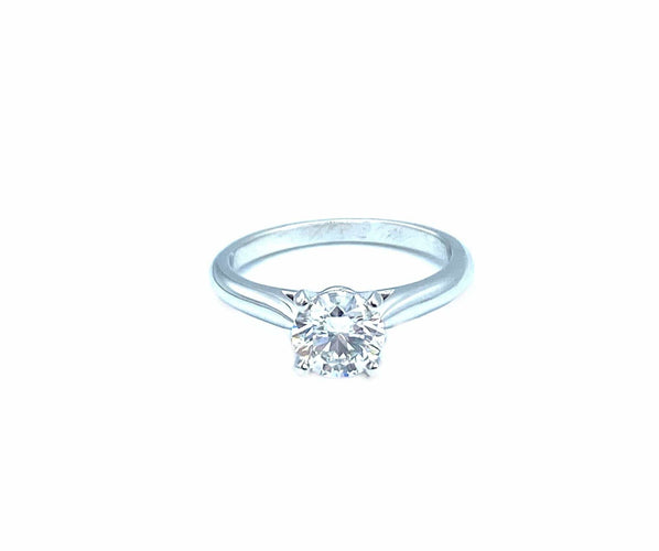 Boucles d'oreilles 46 Cartier. Solitaire 1895, platine et diamant GIA 58 Facettes