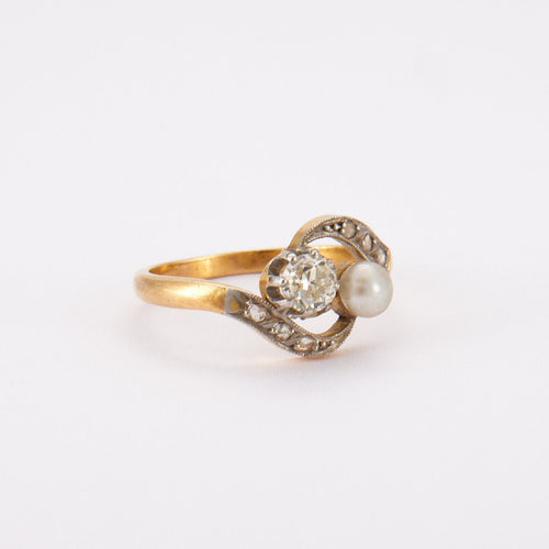Bague 54 Bague Toi & Moi Perle et Diamants 58 Facettes