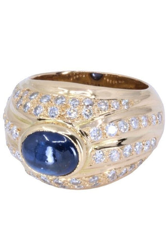 Bague 54 Bague saphir cabochon, diamant 58 Facettes 062961