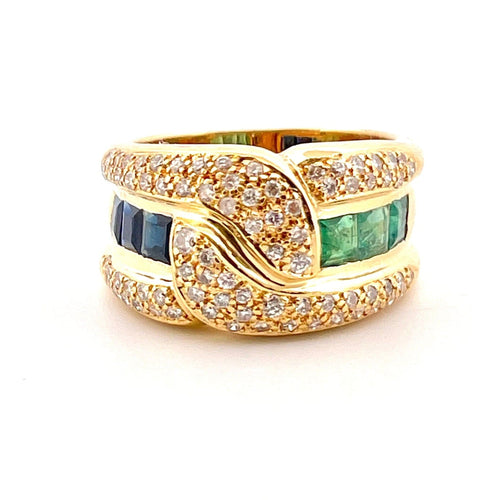 Bague 53 Bague émeraudes , saphirs, diamants 58 Facettes