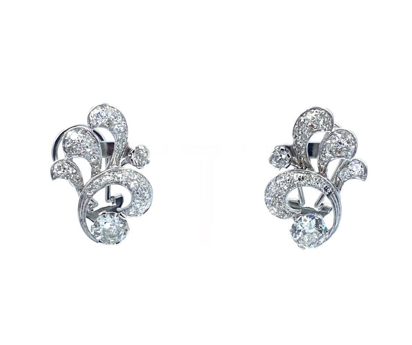 Boucles d'oreilles Clips d’oreilles Art Déco diamants 58 Facettes
