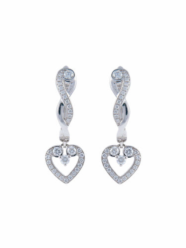 Boucles d'oreilles Boucle d'oreilles Or Blanc Coeurs Diamants 58 Facettes