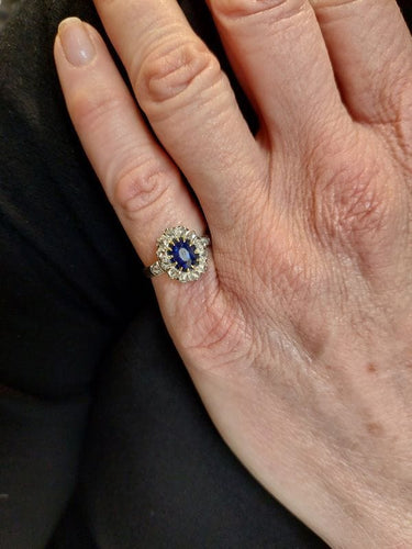 Bague BAGUE POMPADOUR SAPHIR ET DIAMANTS 58 Facettes 076831