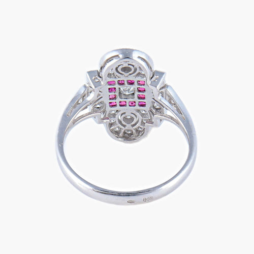 Bague 51 Bague style Art Déco Diamants et Rubis 58 Facettes