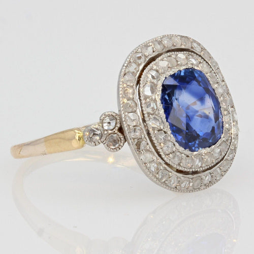 Bague 53 Bague saphir et diamants double rang ancienne 58 Facettes 21-151-53