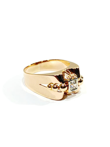 Bague 56 Bague Tank Or rose Saphir Blanc 58 Facettes