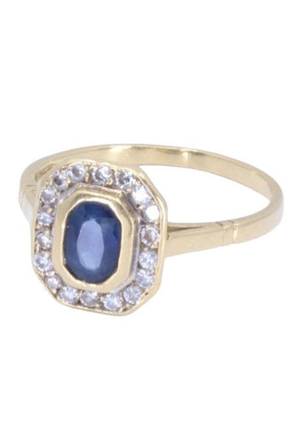 Bague 51 Bague Margueritte Or jaune Saphir Diamants 58 Facettes 080901