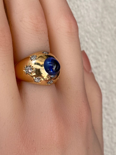 Bague 53 Bague en Or jaune & saphir cabochon 58 Facettes