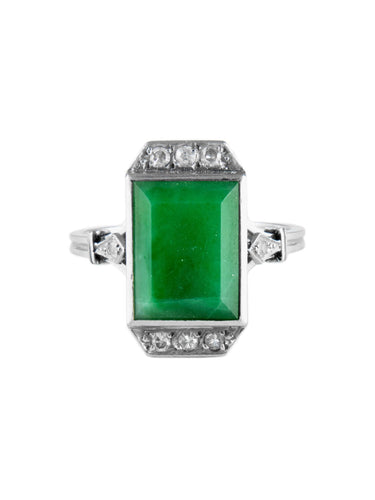 Bague Bague Art Déco Platine Jade 58 Facettes
