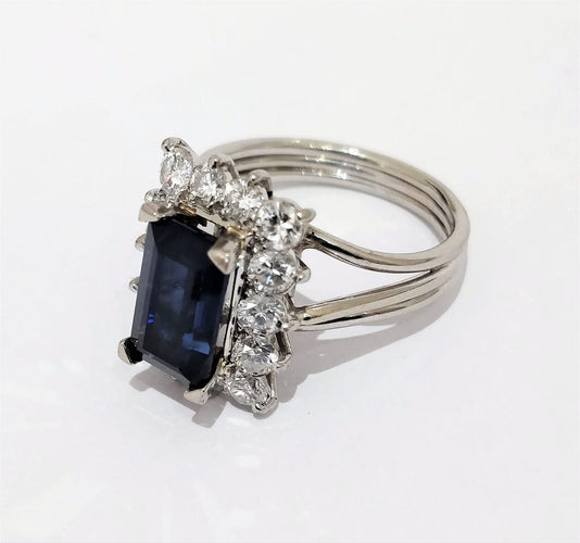 Bague 53 Bague Marguerite saphir entourage diamants 58 Facettes 1-425/8