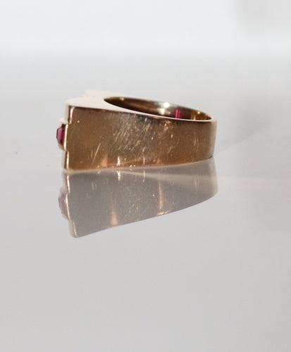 Bague 50 / diamant Bague Tank Diamant Et Pierres Rouges 58 Facettes 505