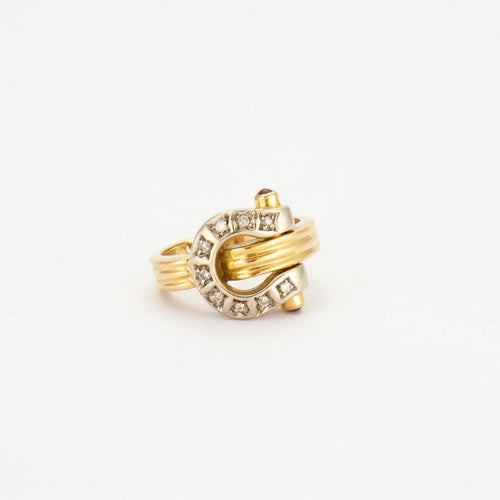 Bague 50 Bague fer à cheval, en Or jaune, diamants 58 Facettes