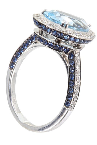 Bague BAGUE MODERNE TOPAZE, SAPHIRS ET DIAMANTS 58 Facettes 040291