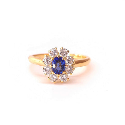 Bague 54 Bague marguerite saphir et diamants 58 Facettes FA-5