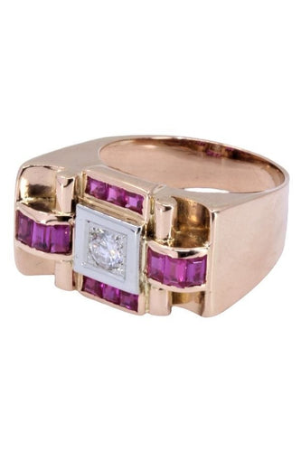 Bague 52 BAGUE TANK RUBIS ET DIAMANTS 58 Facettes 066211