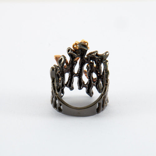 Bague 54 Bague Branche Papillons Saphirs roses et jaunes Diamants 58 Facettes 1.9127