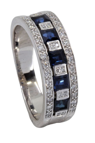 Bague BAGUE MODERNE SAPHIRS ET DIAMANTS 58 Facettes 058721