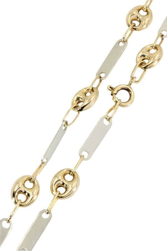 Collier CHAINE MAILLE GRAIN DE CAFÉ ALTERNÉE 2 ORS 58 Facettes 046761
