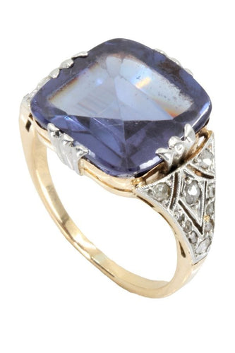 Bague BAGUE ART DÉCO SAPHIR VIOLET ET DIAMANTS 58 Facettes 052741