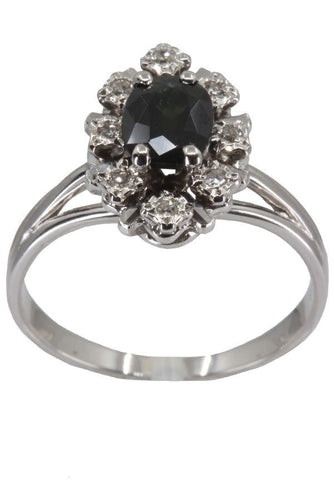 Bague BAGUE SAPHIR ENTOURAGE DIAMANT ANNÉES 50' 58 Facettes 038741