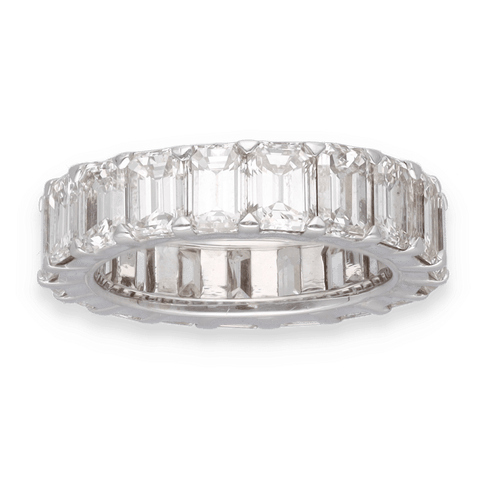 Bague Alliance or gris diamants taille émeraude 58 Facettes