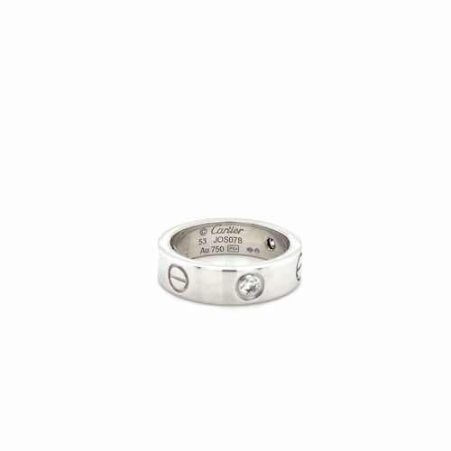 Bague 53 CARTIER - BAGUE LOVE 3 DIAMANTS - OR GRIS 58 Facettes RÉF CARTIER