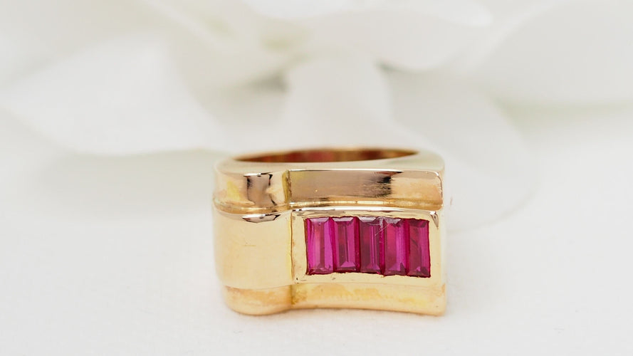 Bague 51 Bague Tank Or Rubis 58 Facettes 31703