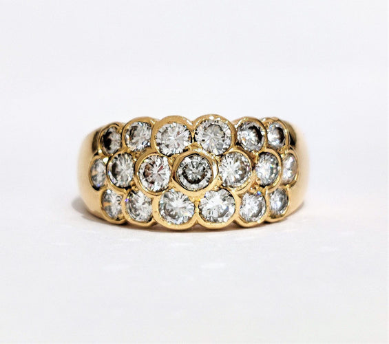 Bague 57 Bague jonc or jaune pavage diamants 58 Facettes 1-889/1