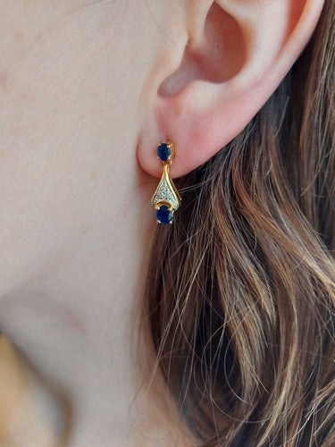 Boucles d'oreilles BOUCLES D'OREILLES PENDANTES SAPHIRS ET DIAMANTS 58 Facettes 081761