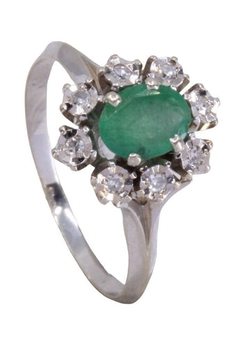 Bague 56 Bague Marguerite Or jaune Emeraude Diamants 58 Facettes 080441