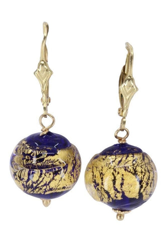 Boucles d'oreilles BOUCLES D'OREILLES OR JAUNE PERLES DE VERRE 58 Facettes 077721