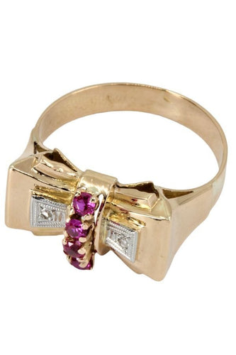 Bague 51 BAGUE RUBIS ET DIAMANTS ANNÉES 50' 58 Facettes 048721