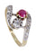 Bague 50 Bague "Toi & Moi" 2 Ors Rubis Diamants 58 Facettes 082451